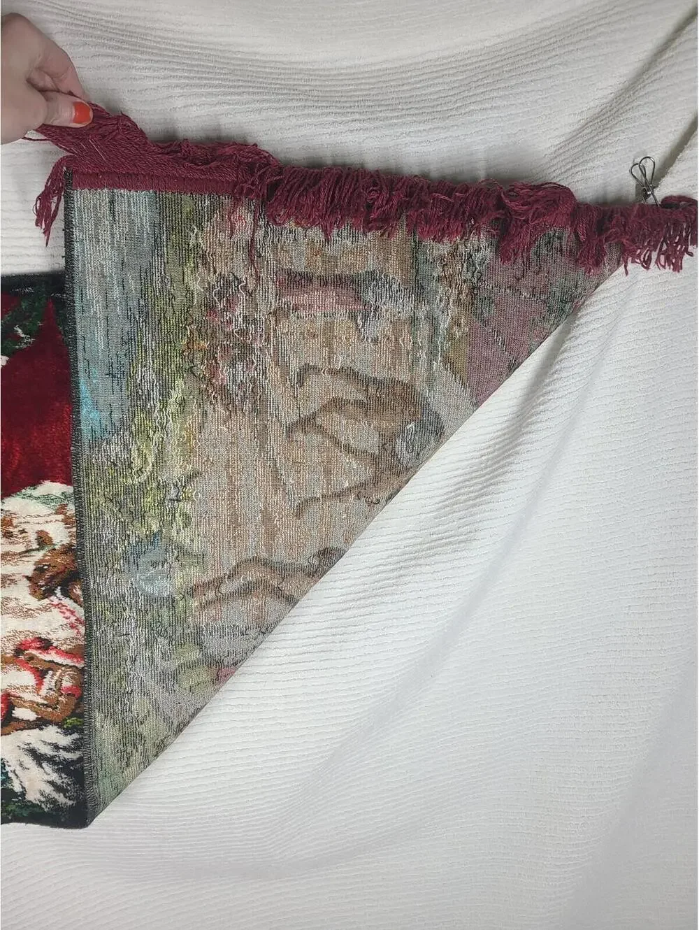 Vtg Velvet Tapestry Woven Cotton Wall Art 44x20” Rectangle Desert Scene Camels
